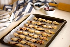 Jam twists before baking
