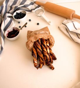Leftover dough jam twists