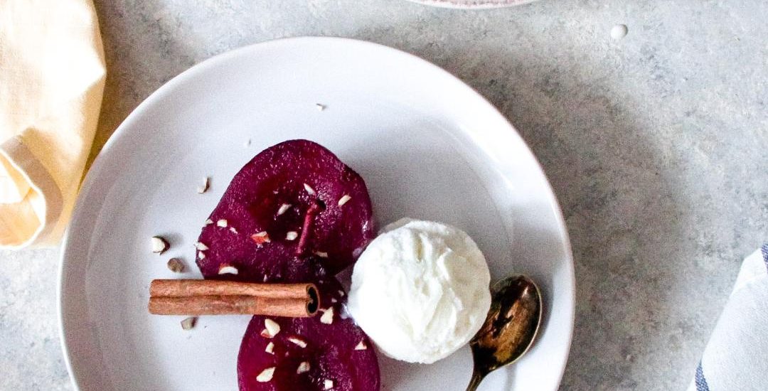 Red Wine Poached Pears
