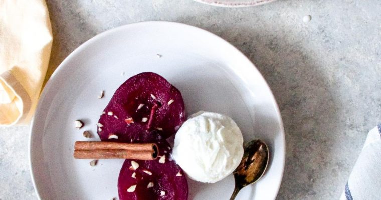 Red Wine Poached Pears