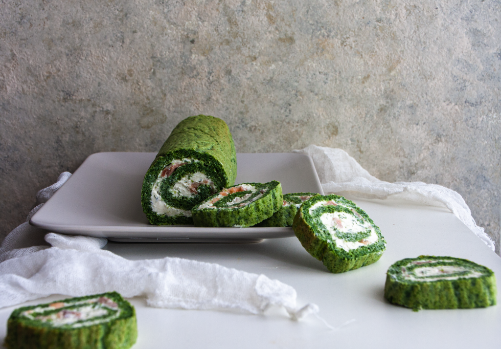 Spinach, Cream Cheese and Salmon Roulade